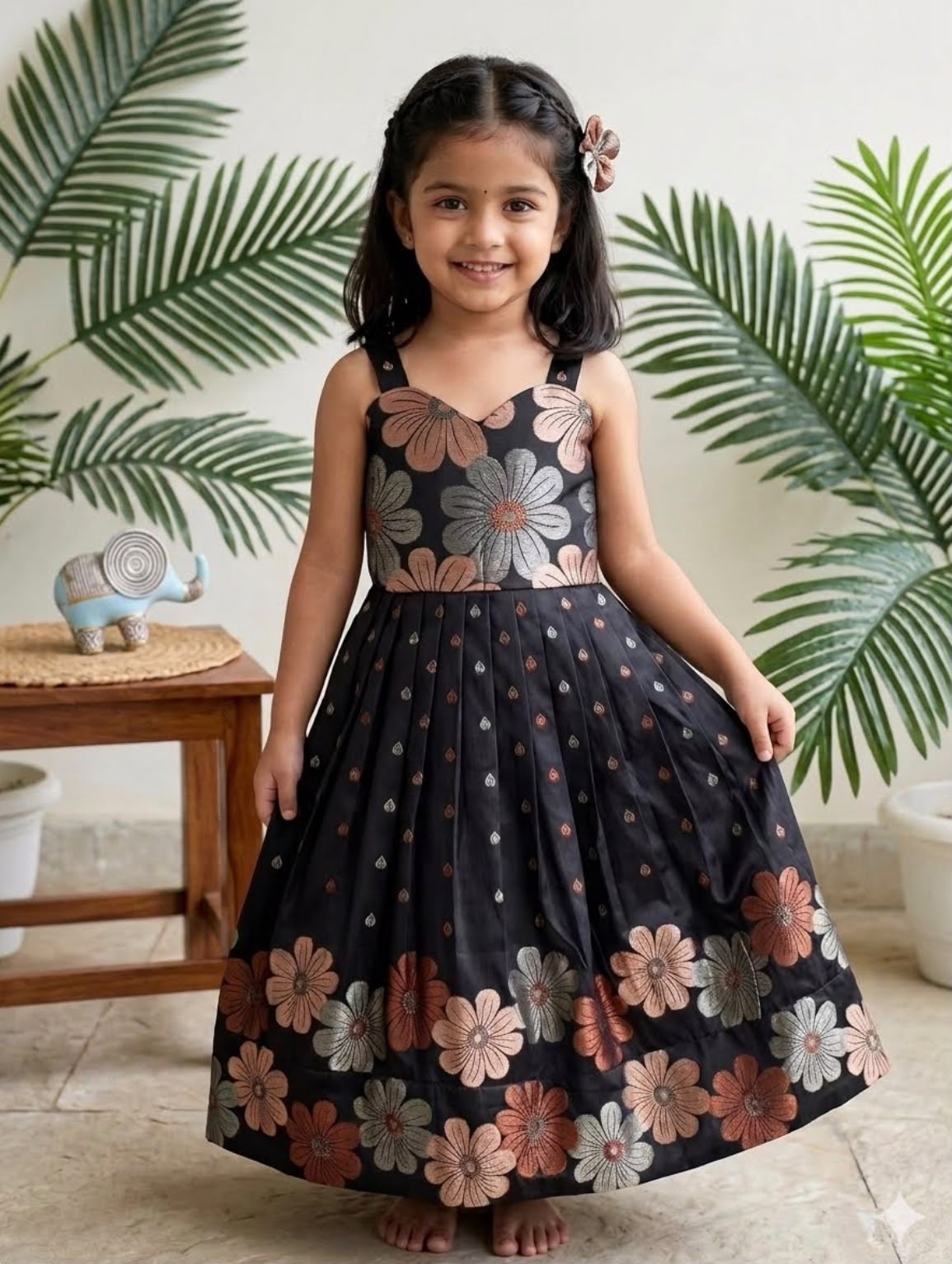 Sara Metallic Floral Brocade Party Dress